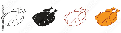 Hot grilled chicken illustration, chicken roast vector icon isolated on white background , vector illustration .