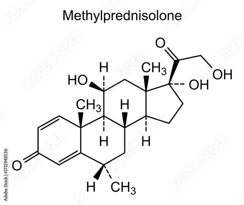 Chemical structure of methylprednisolone, drug substance