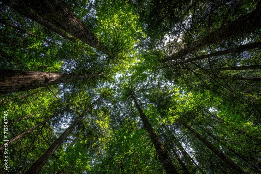Fototapeta premium Lush forest canopy viewed from below (6)