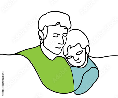 father, son, baby, line-art, one line, vector, illustration, cartoon, woman, drawing, people, child, boy, comic, animal, angry, sport, art, men