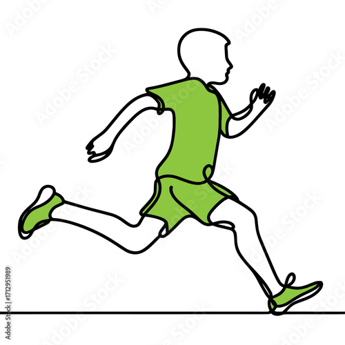 running child line-art, color 