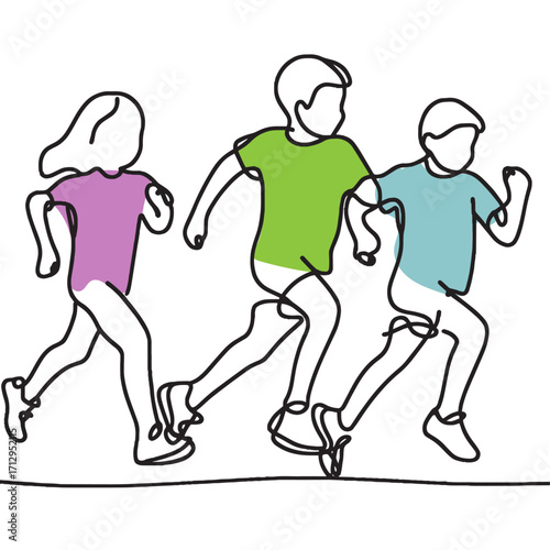 running child line-art, color 