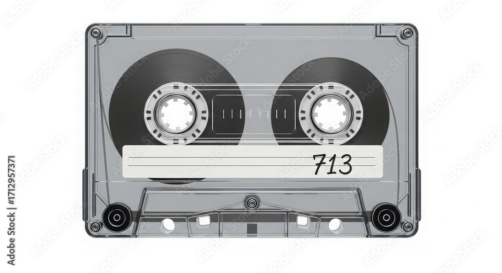 Obraz premium Audio cassette tape with label against white background