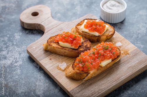 Slices of bread topped with...