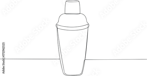 Single line drawing a cocktail shaker a continous line art drink beverage