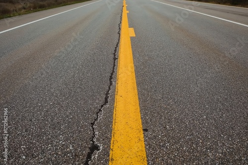 A highway marked by a solid...