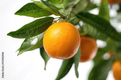 Citrus fruits with green fo...