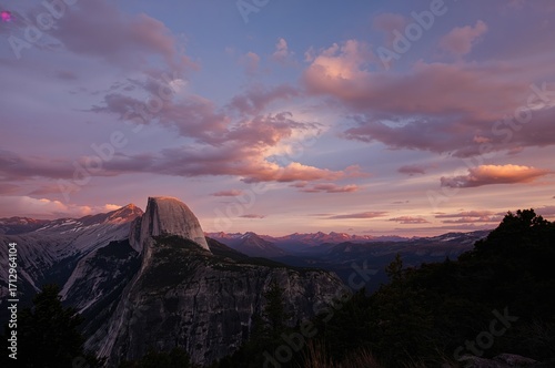 Dusk settling beyond the peaks