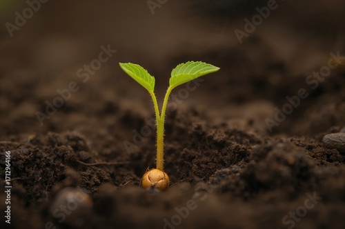 Sunflower seedlings emergin...