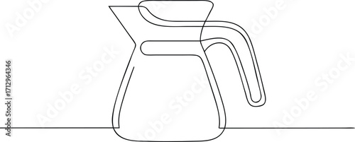 Single line drawing a glass pitcher with handle continous line art carafe vessel