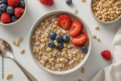 Delicious oatmeal topped wi...