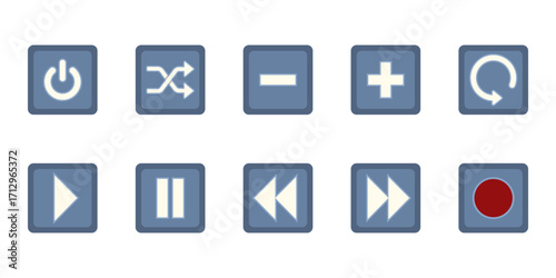 Vector Set of Audio Player Color Buttons