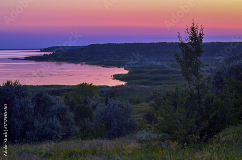 sunset over the river