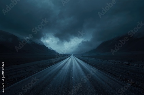 Empty dark mountain range s...