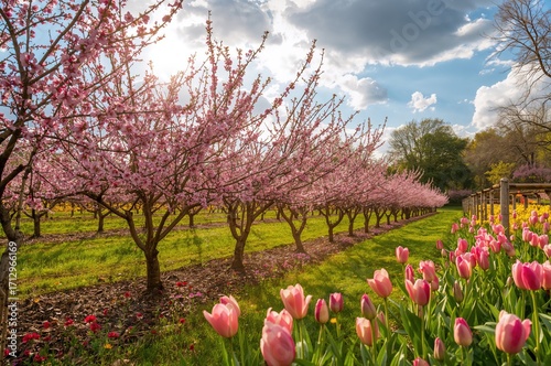 Peach blossoms emerge on tr...