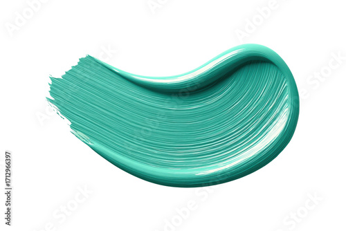 Green brushstroke on black background: artistic expression and color texture, cut out