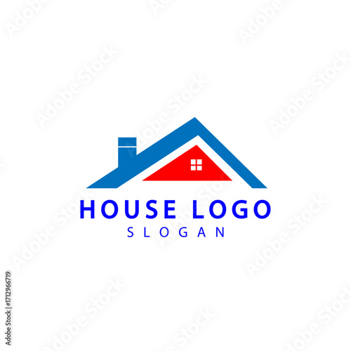 Real Estate logo, Builder logo, roof construction logo design template vector illustration