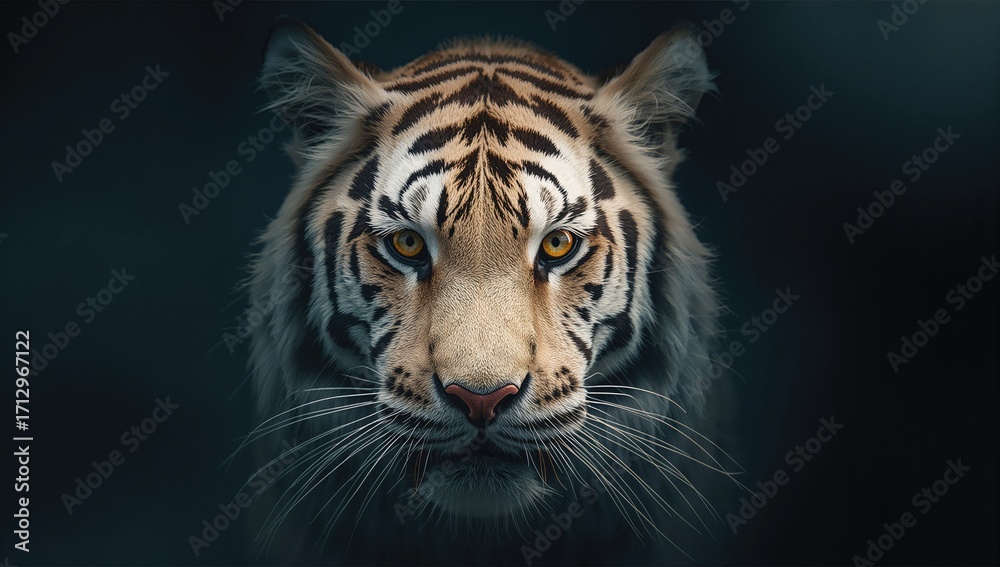 Fototapeta premium Close-up portrait of a tiger with a black backdrop