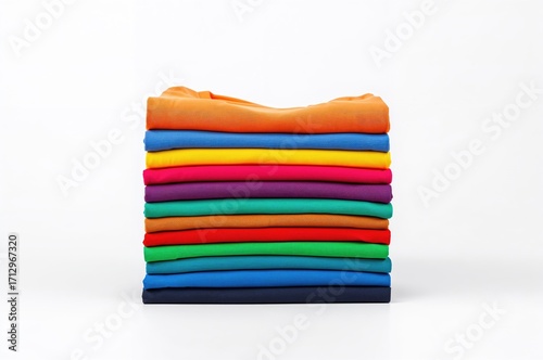 Pile of vibrant t-shirts on...