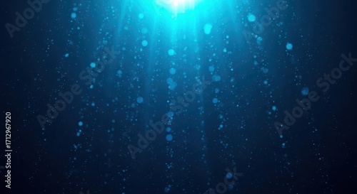 Abstract Blue Particles Light Rays Underwater Background