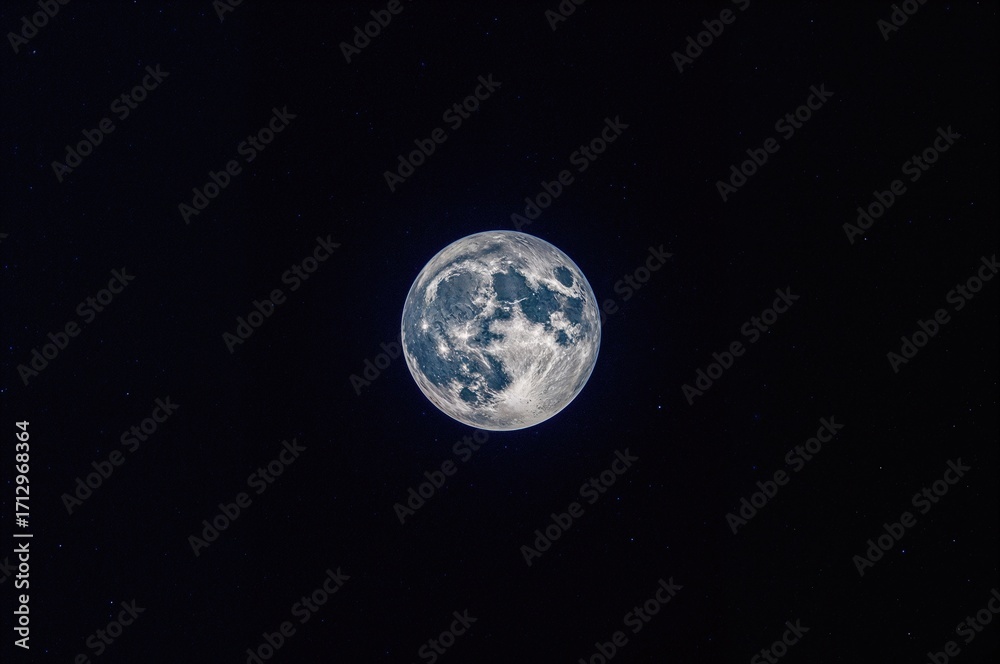 Obraz premium Bright super moon against a pitch-black sky, captured in landscape orientation