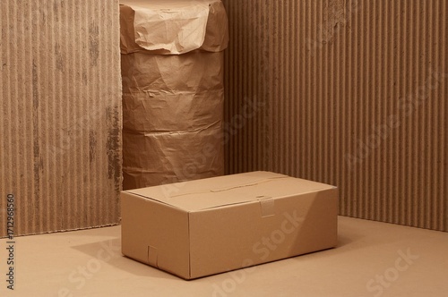 Empty brown cardboard box o...