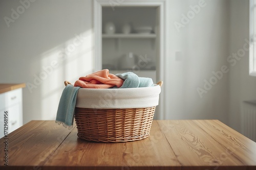 Basket for towels placed in...