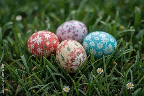 Three Easter eggs lying on ...