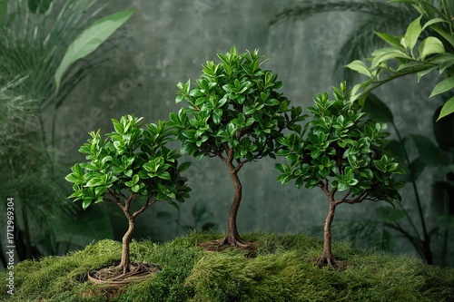 Small green-leafed trees sy...