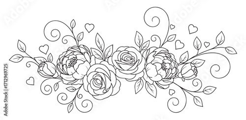 Elegant Decorative Floral Ornaments and Botanical Design Elements with Swirls, Leaves, Arrows and Flowers for Borders, Frames, Dividers, Patterns, and Decorative Artwork in Vintage and Modern Styles