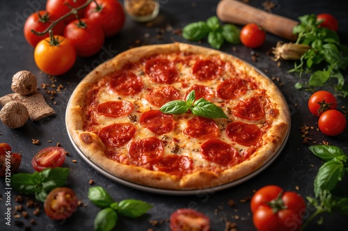 Delicious pepperoni pizza w...