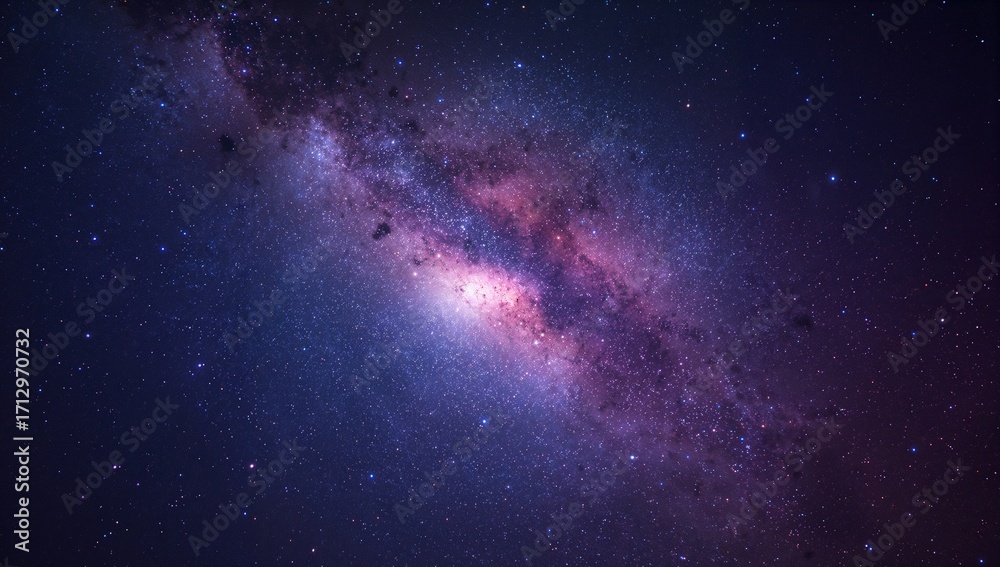 Fototapeta premium Galaxy swirl with vibrant purple, blue, and pink hues in a cosmic fantasy scene.