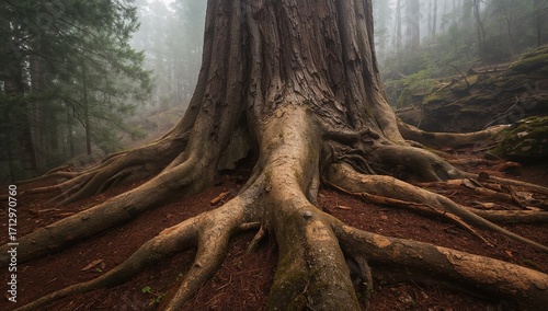 Ancient pine tree trunk acc...