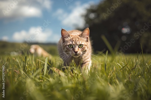 The feline frolicking amids...