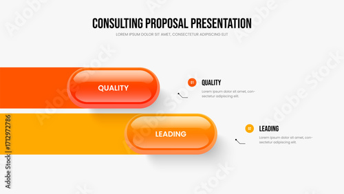 Business Development 2 Element Diagram Slideshow Layout. Sales Review Two Option Infographic Frame Template. Modern Campaign Presentation Design Vector Illustration.