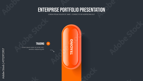 Financial Growth One Element Infographic Slideshow Layout. Corporate Campaign 1 Step Diagram Presentation Design. Enterprise Profile Frame Template Vector Illustration.