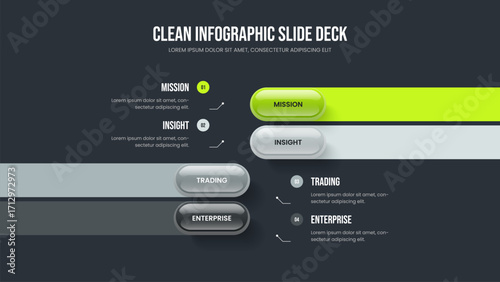 Marketing Proposal Frame Layout Vector Illustration. Project Planning Four Option Infographic Slide Design. Advertising Briefing 4 Step Diagram Presentation Template.