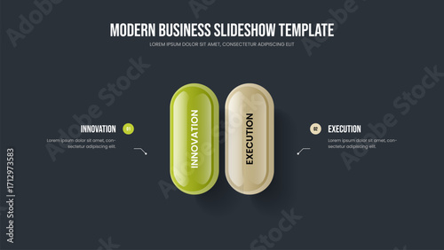 Project Profile 2 Element Infographic Slideshow Design. Company Planning Frame Template Vector Illustration. Consulting Visualization Two Step Diagram Slide Layout.