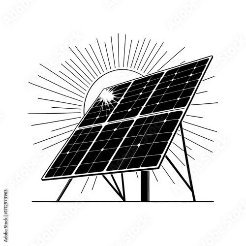 Dynamic solar panel capturing radiant sunlight energy on clear day, powering future innovation and sustainable clean power solutions for a greener planet
