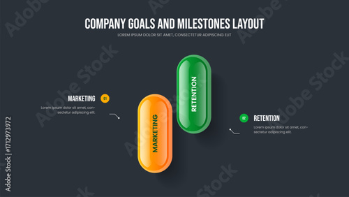 Professional Plan 2 Element Infographic Slideshow Template. Service Visualization Two Option Diagram Slide Design. Creative Growth Presentation Layout Vector Illustration.