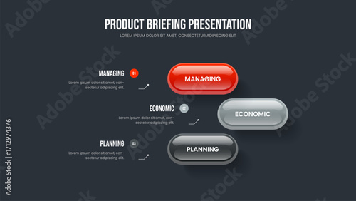 Corporate Profile Three Option Diagram Slideshow Template. Advertising Plan 3 Element Infographic Slide Layout. Professional Introduction Frame Design Vector Illustration.
