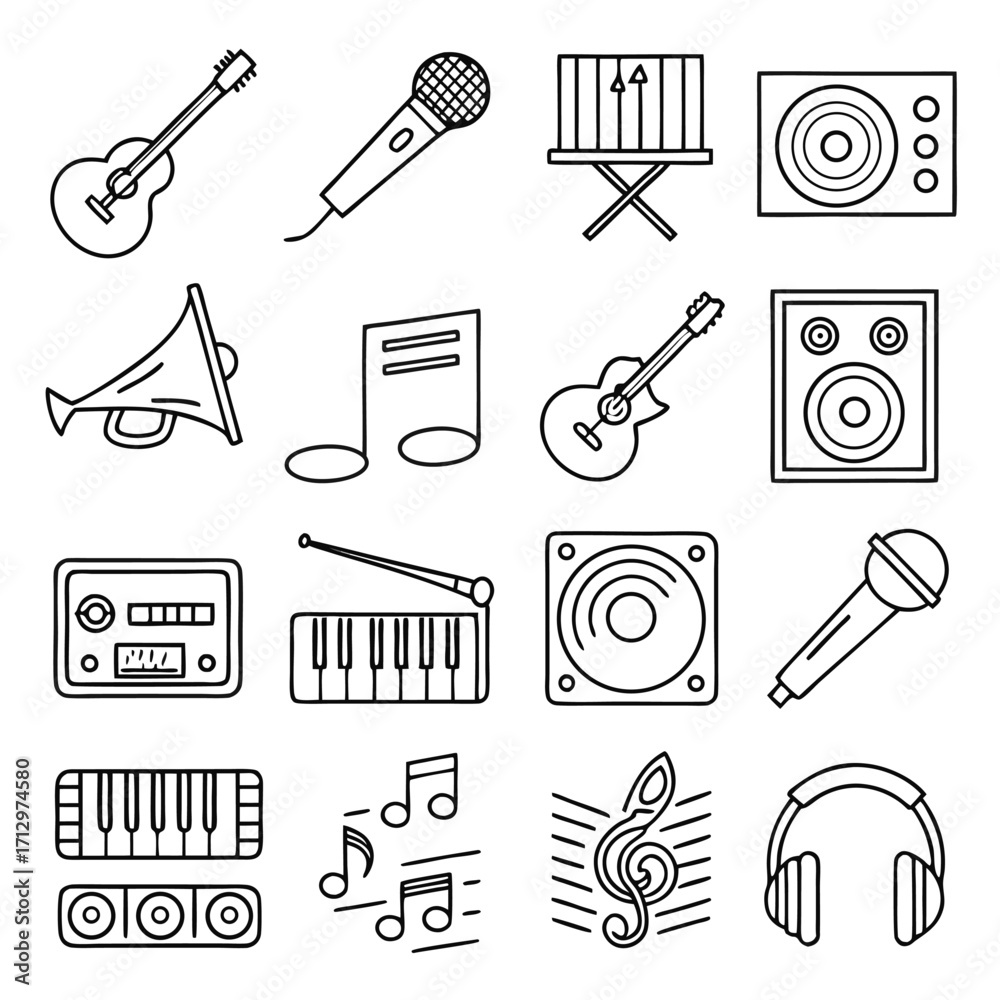 Obraz premium Modern line art icon collection for digital design