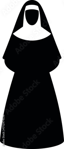 Black silhouette nun white habit religious habit
