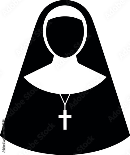 Black nun silhouette with cross white