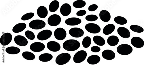 Black oval shapes scattered white background vector