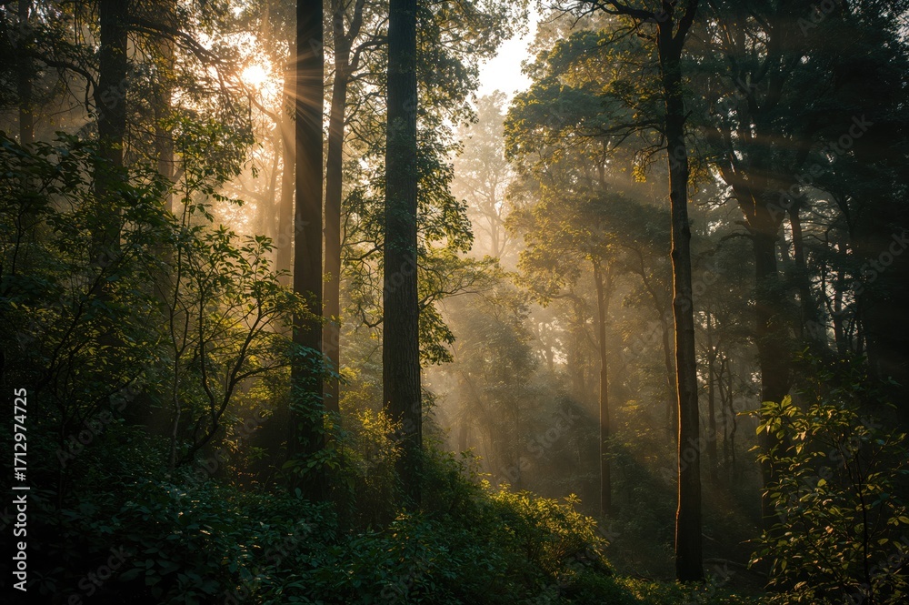 Obraz premium Breathtaking view of a woodland area in the heart of an island