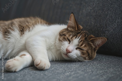 Sleepy feline relaxing on t...