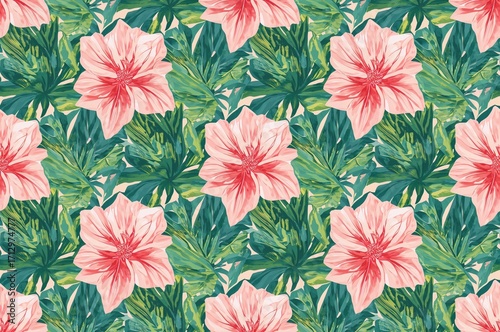 Continuous floral and folia...