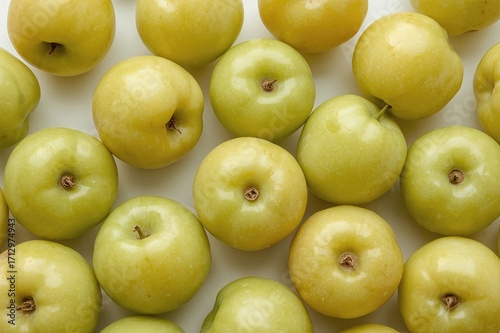Fresh green plums isolated ...