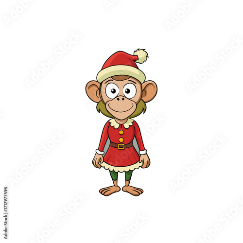 funny rhesus macaque wearing christmas dress 
